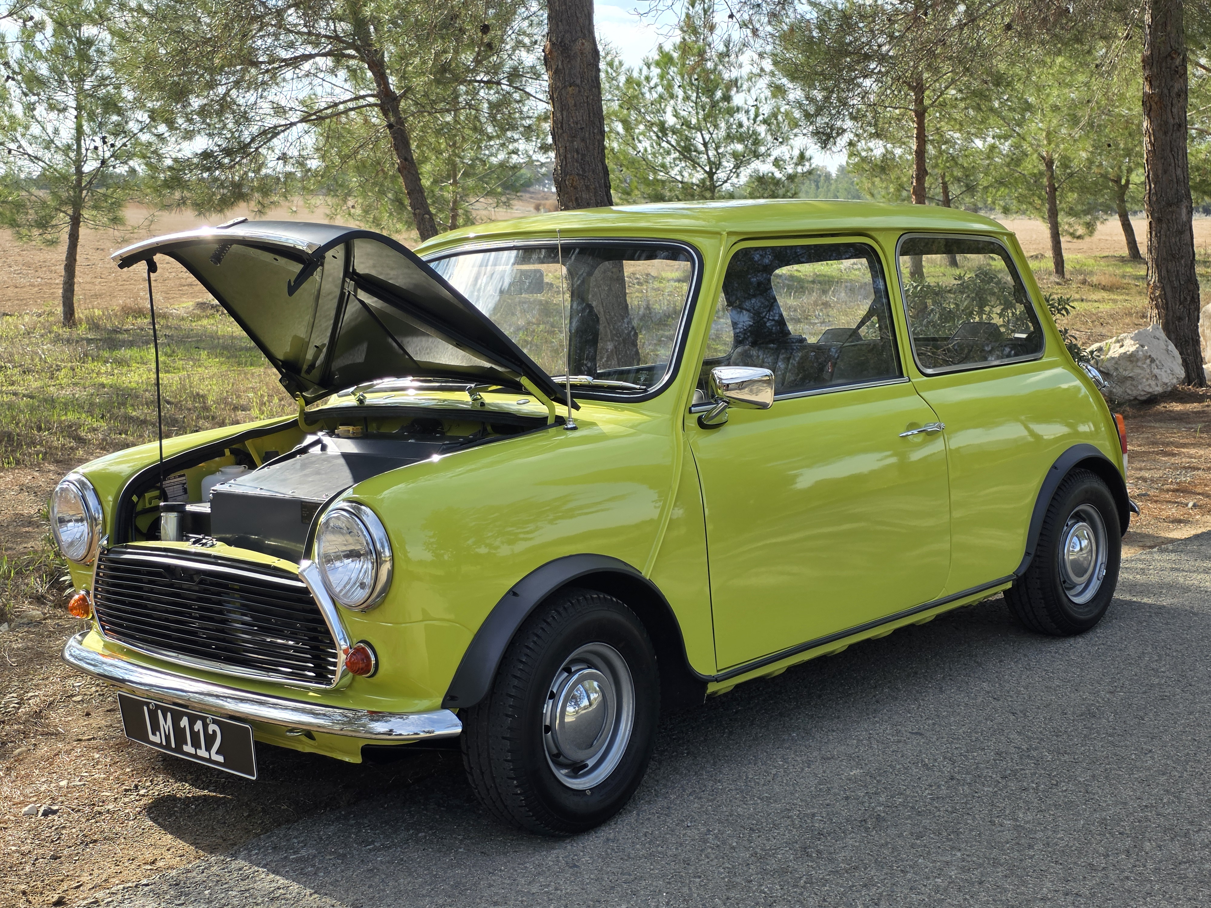 Classic Mini EV forest road